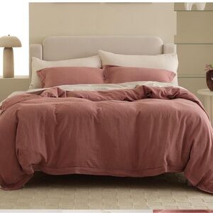 Double Stitch by Bedsure Linen TENCEL Lyocell Duvet Cover Set - Soft Duvet Co...